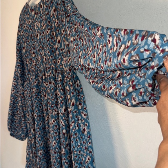 Umgee Baby Doll Midi Patterned Dress with Pockets. - Picture 3 of 7